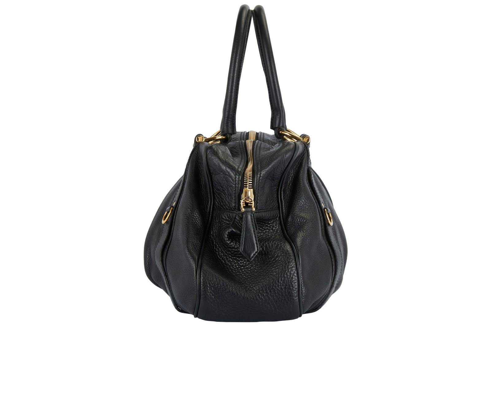 Burberry Bowling Bag, &pound;180, Handbags, Black, Leather, Side view